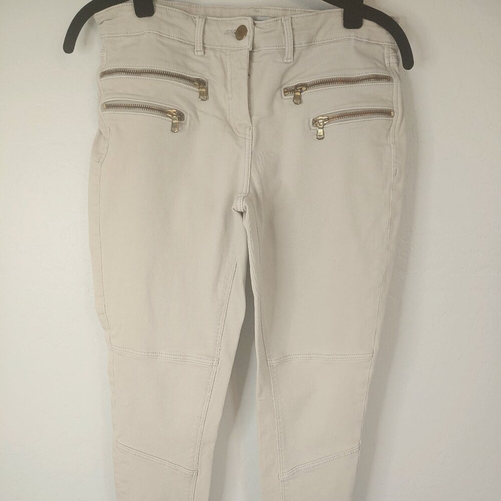 Women's H & M Riding Style Jeggings Size 8 Gold Zipper Accents Skinny Fit